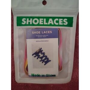 No Tie Shoelaces for Kids / Adults Elastic Flat Rainbow Shoe Laces